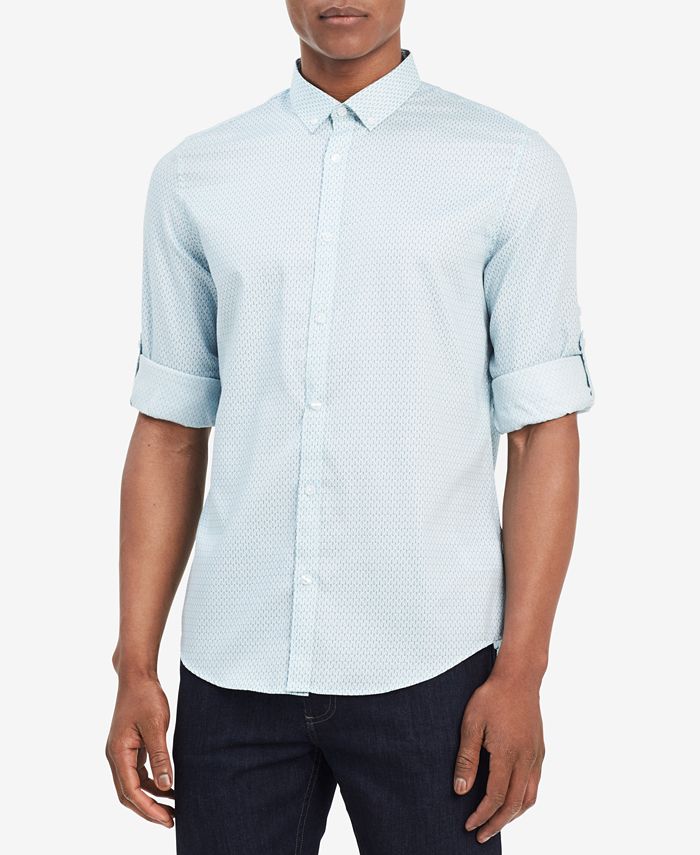 Calvin Klein Men's Micro Linear Printed Shirt & Reviews - Casual Button ...