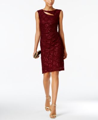 Connected Sequined Lace Cutout Sheath Dress Macy s