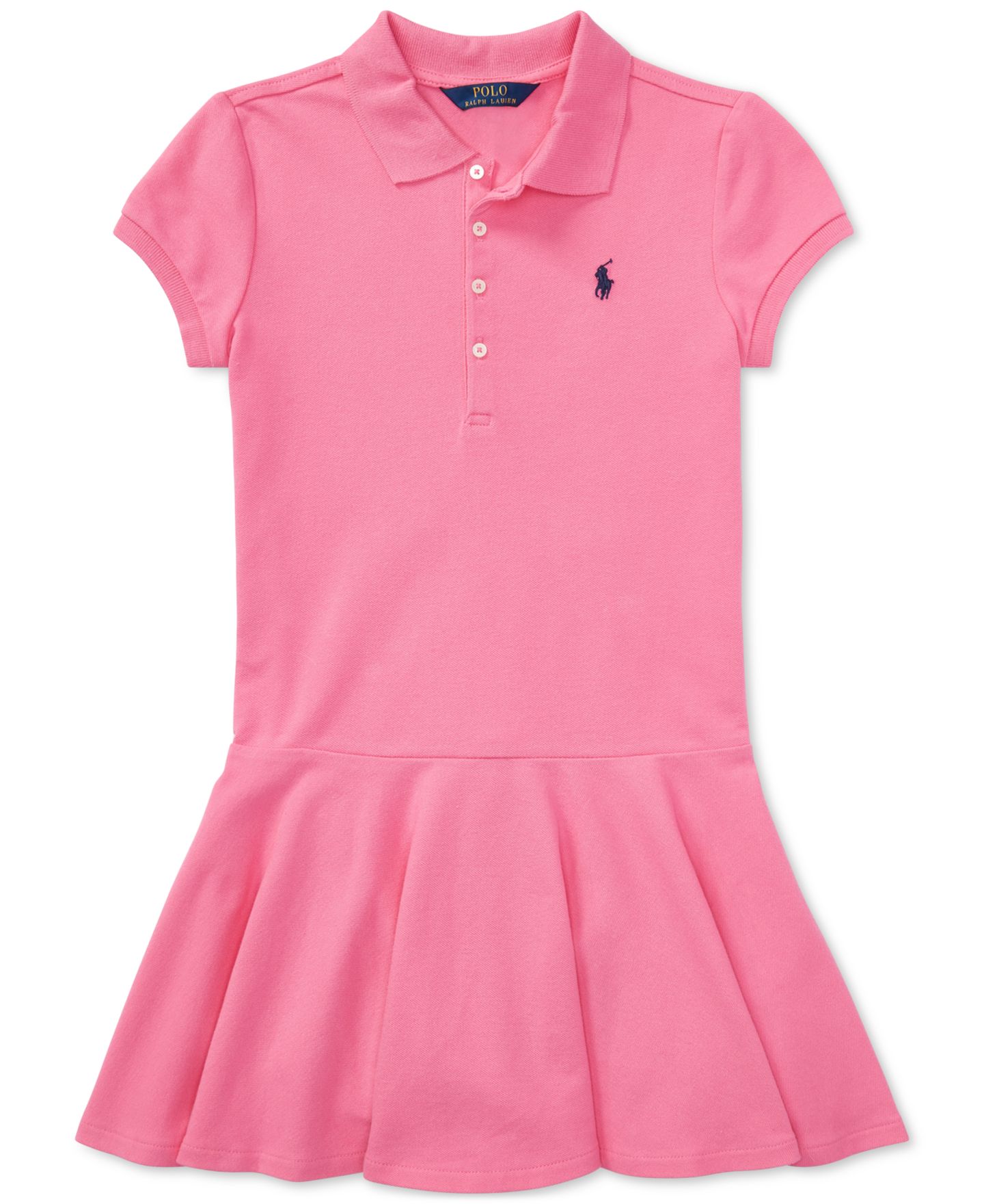 Платье Polo Ralph Lauren Cotton Mesh Short-Sleeve Polo Dress для девочек, цвет: Розовый — фото 4