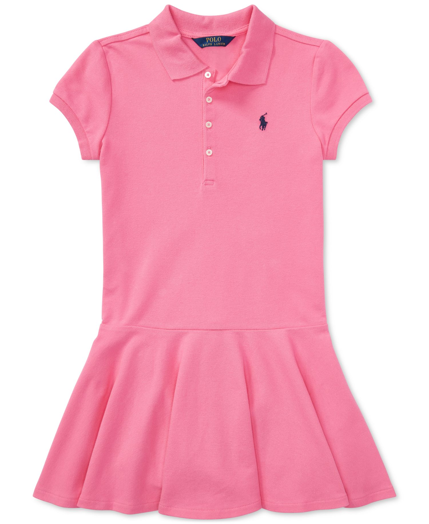 Girls' 7-16 Cotton Mesh Short-Sleeve Polo Dress