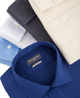 Van Heusen Mens Dress Shirt Slim Fit Flex Collar Stretch Solid 