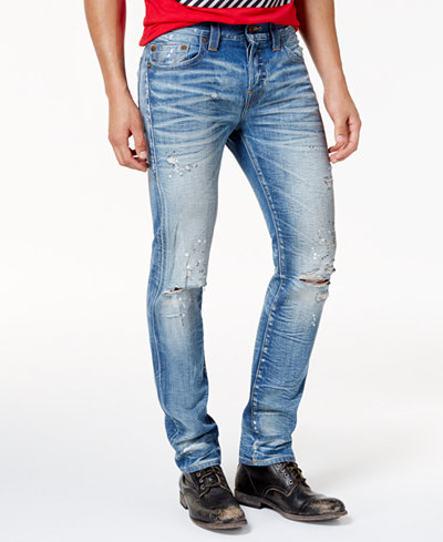 True Religion Men's Rocco Ripped Faded Skinny Fit Jeans - Jeans - Men ...