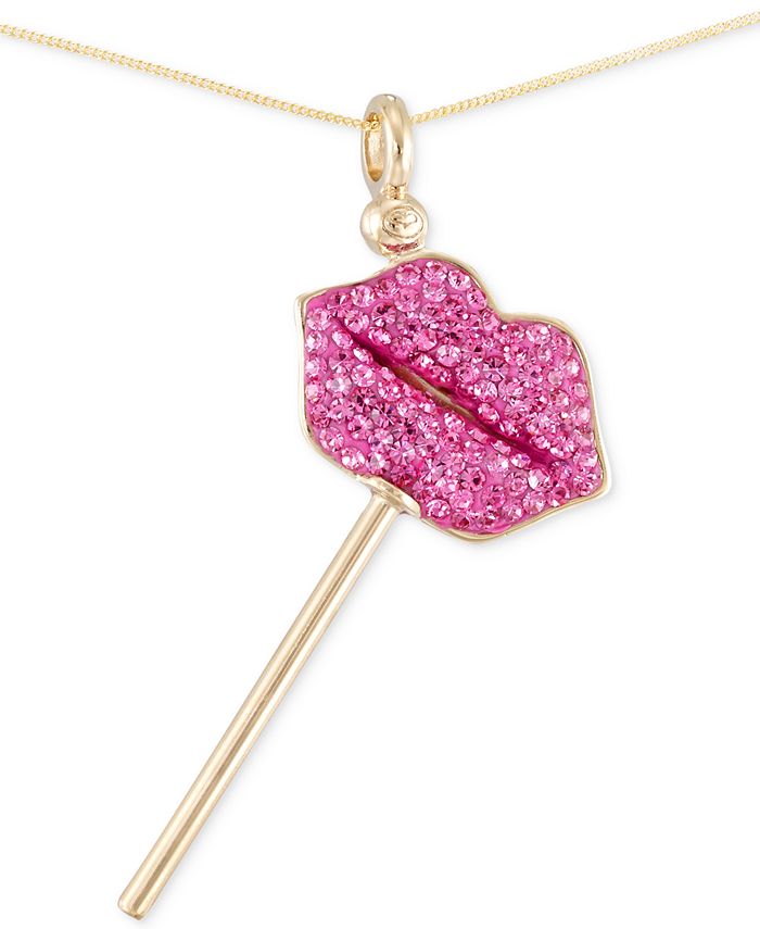 Simone I. Smith Crystal Lip Pendant Necklace in 18k Gold over