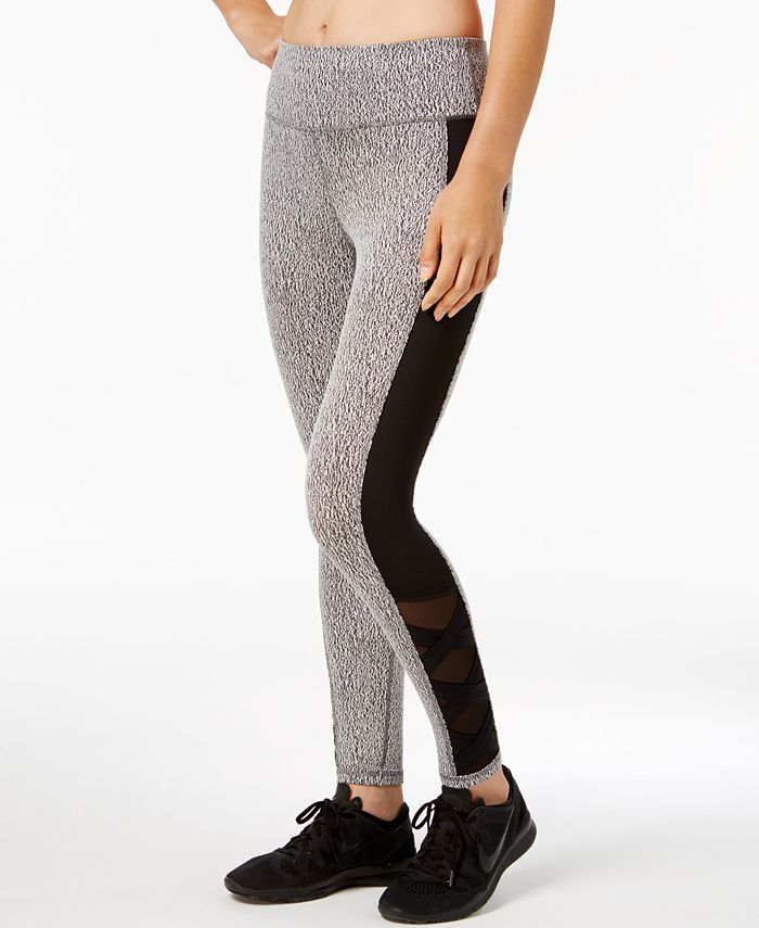 Ideology Heathered Mesh-Trimmed Ankle Leggings, Created for Macy's - Macy's