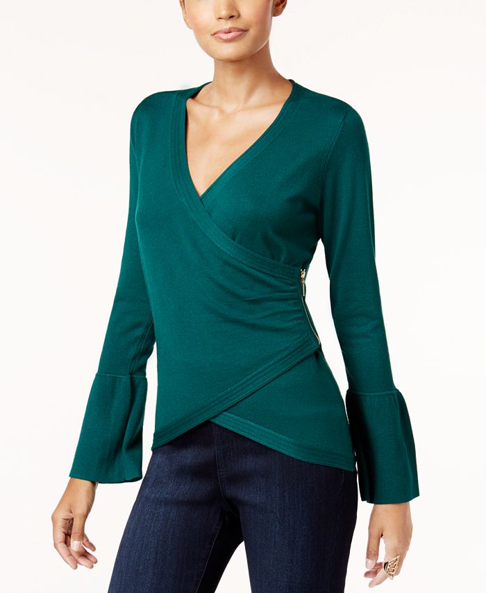 Thalia Sodi Bell-Sleeve Wrap Sweater, Created for Macy's - Macy's