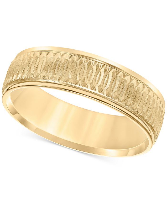 Macy's Textured Engraved Band in 14k Gold - Macy's
