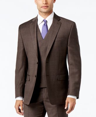 Lauren Ralph Lauren - Men's Classic-Fit Ultraflex Brown Plaid Suit Jacket