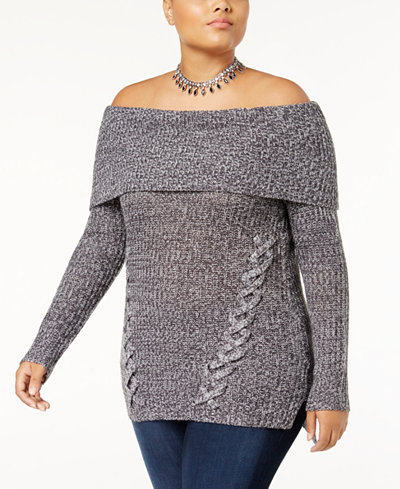 Planet Gold Trendy Plus Size Off-The-Shoulder Sweater - Sweaters ...