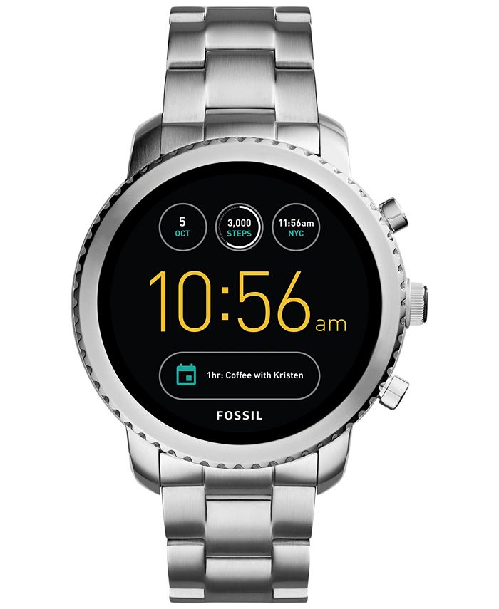 Fossil Q Men's Explorist Gen 3 Stainless Steel Bracelet Touchscreen Smart Watch 46mm & Reviews