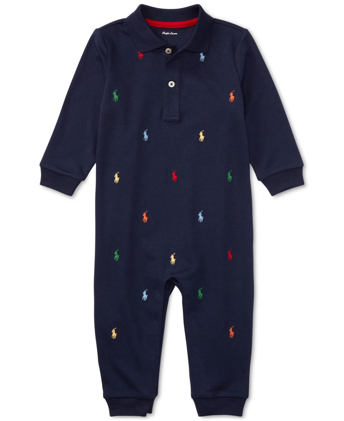 Polo Ralph Lauren Baby Boys Schiffli Cotton Coverall In French Navy