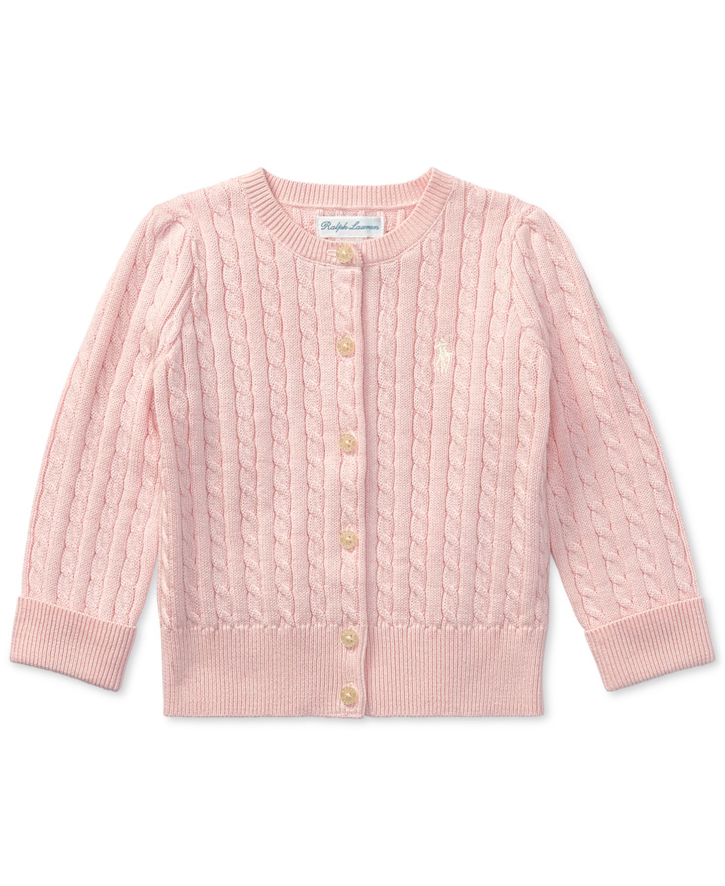Детский вязаный кардиган Polo Ralph Lauren из хлопка, цвет: Розовый — фото 1