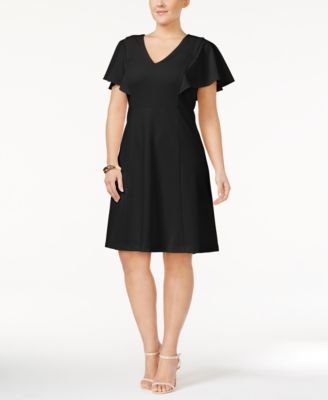 calvin klein flutter sleeve a line dress