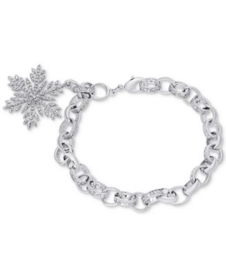 Macy's - Diamond Accent Snowflake Charm Bracelet in Silver-Plate