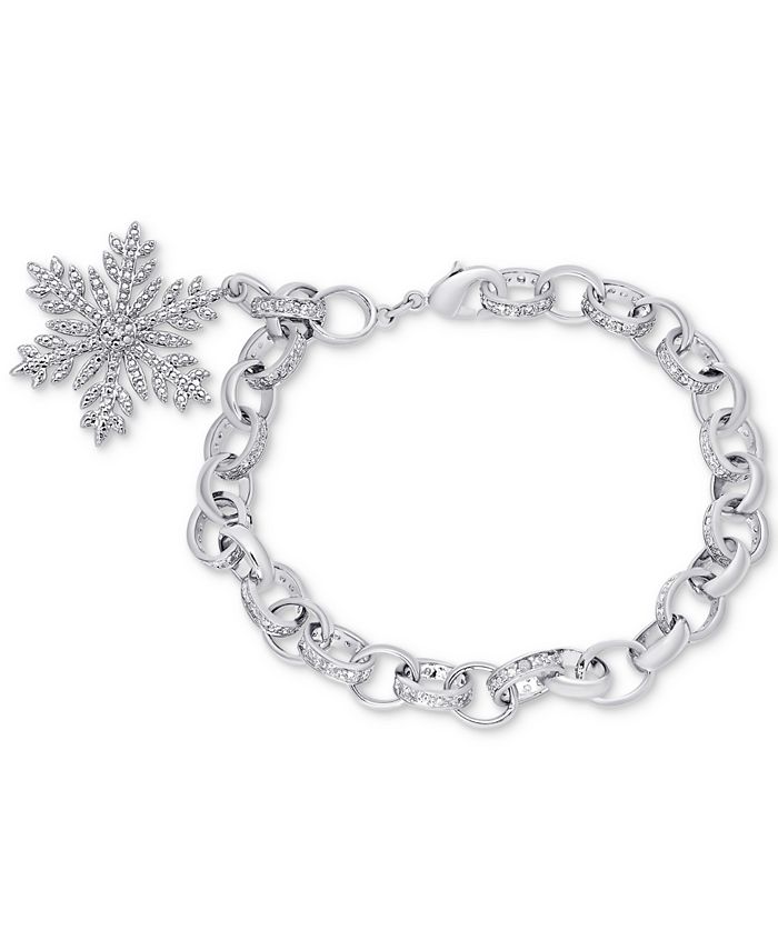 Macy's Diamond Accent Snowflake Charm Bracelet in Silver-Plate - Macy's