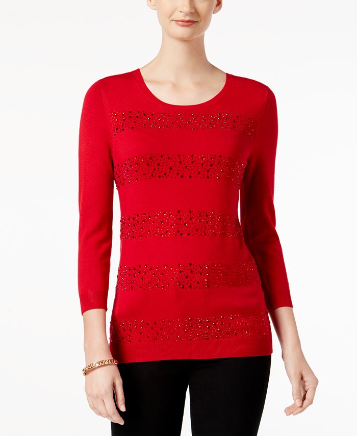 Charter Club Beaded-Stripe Sweater, Created for Macy's & Reviews ...