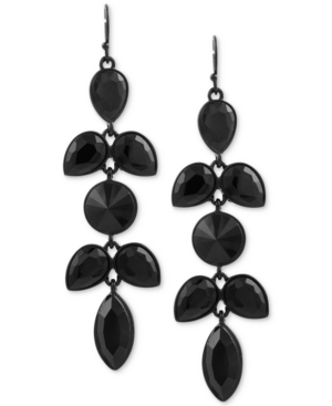 image of Guess Black-Tone Jet Stone Drop Earrings