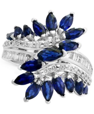 EFFY Collection - EFFY&reg; Sapphire (3-1/5 ct. t.w.) & Diamond (3/8 ct. t.w.) Ring in 14k White Gold