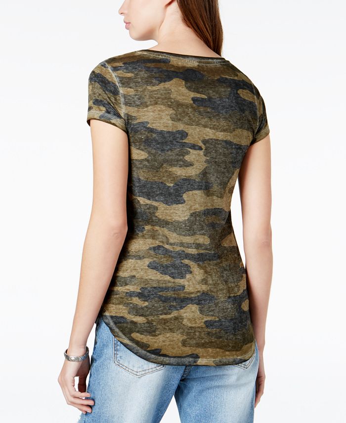 Lucky Brand Plus Size Cotton Camo-print T-shirt In Grey