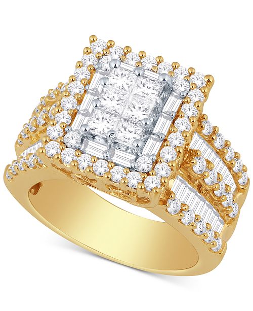 Macy&#39;s Diamond Ring (3 ct. t.w.) in 14k Gold or White Gold & Reviews - Rings - Jewelry & Watches ...