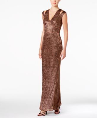 calvin klein metallic gown