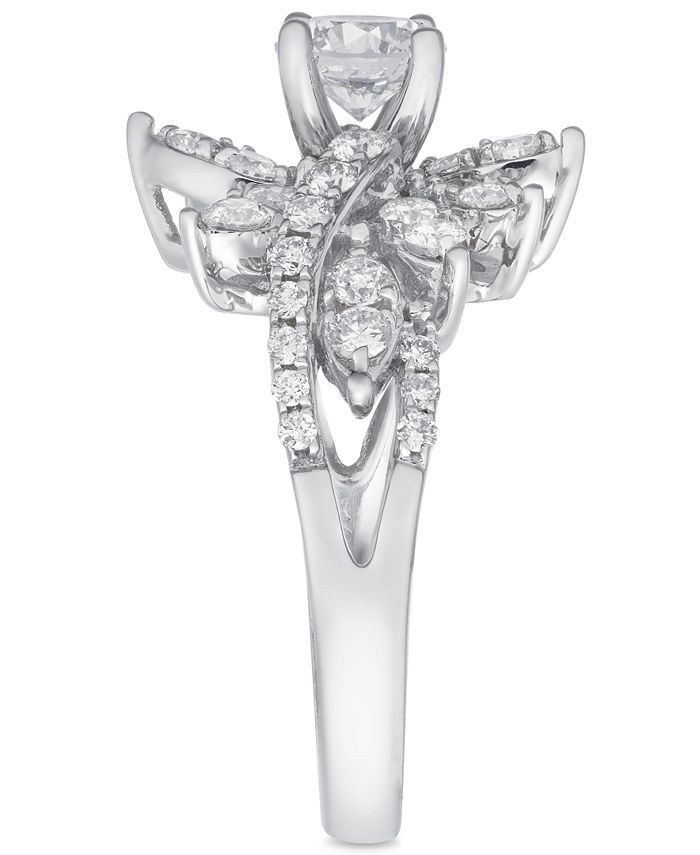 Macy's Diamond Sun Engagement Ring (1-1/4 ct. t.w.) in 14k White Gold ...