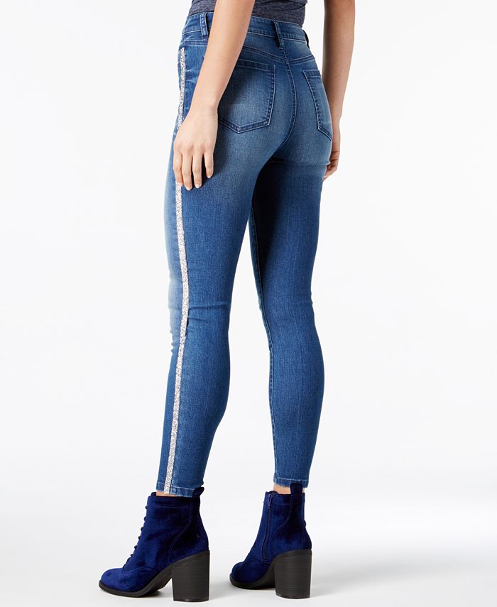 Tinseltown Juniors' GlitterStripe Skinny Jeans Macy's