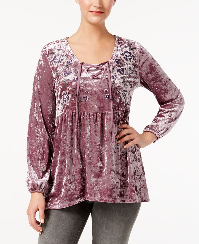 Velvet cheap peasant top