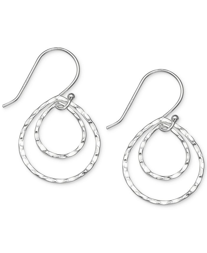 Giani Bernini Hammered Double Drop Earrings in Sterling Silver, Created ...