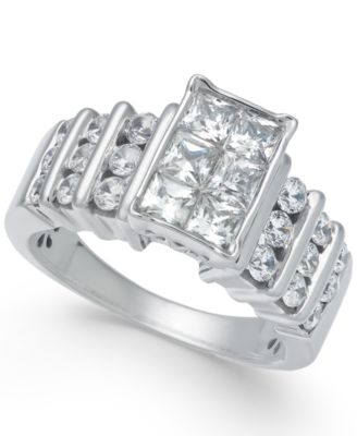 Diamond Princess Engagement Ring (2 ct. t.w.) in 14k White Gold - Macy's