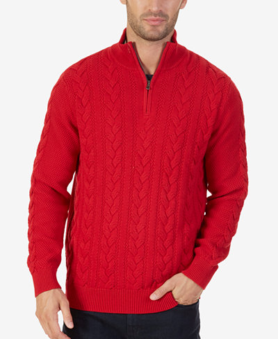 Nautica Men's Cable-Knit Quarter-Zip Sweater - Sweaters - Men - Macy's
