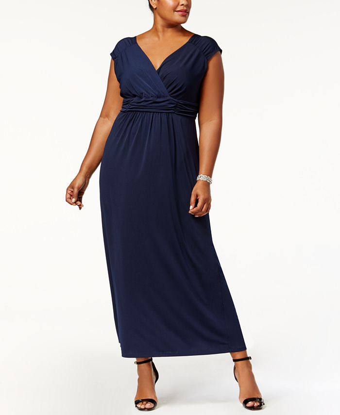 Sammenlignelig Tyggegummi Mathis NY Collection Plus Size Ruched Empire Maxi Dress - Macy's
