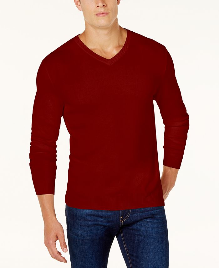 Club Room Men's V-Neck Cotton Sweater, Created for Macy's & Reviews ...
