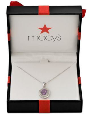 Amethyst (1-1/3 ct. t.w.) & White Topaz (3/8 ct. t.w.) Pendant Necklace in Sterling Silver