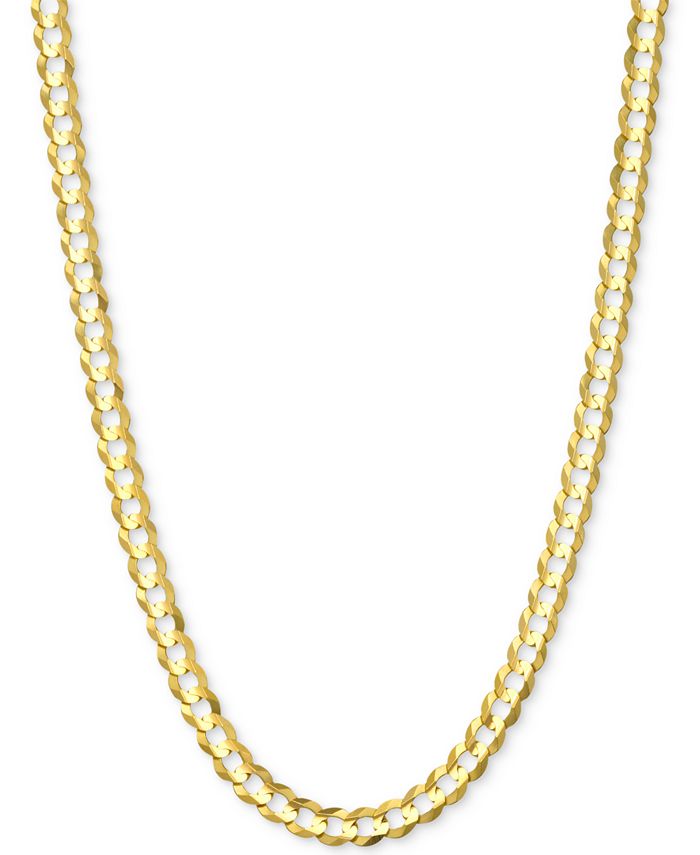 Solid Curb Chain Necklace 14K White Gold 20