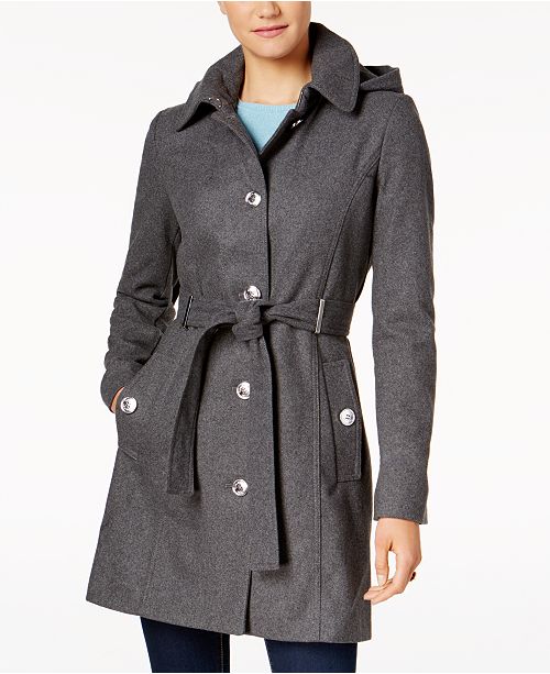 Calvin Klein Belted Hardware Walker Coat - Coats - Women - Macy's