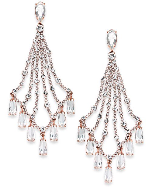 kate spade new york 14k Rose GoldPlated Crystal Chandelier Earrings