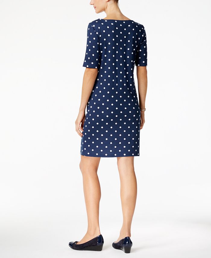 Karen Scott Petite Dot-Print Shift Dress, Created for Macy's - Macy's