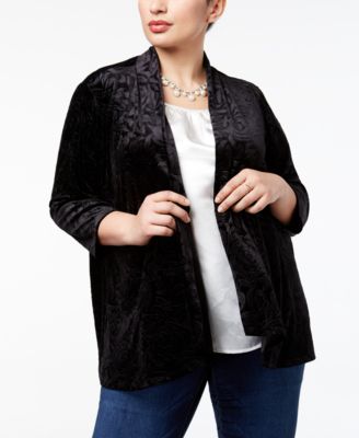 NY Collection - Plus Size Patterned Velvet Cardigan