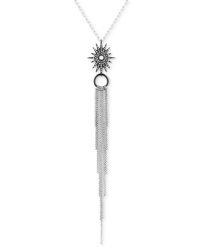 Lucky Brand Silver-Tone Starburst Fringe Pendant Necklace & Reviews ...