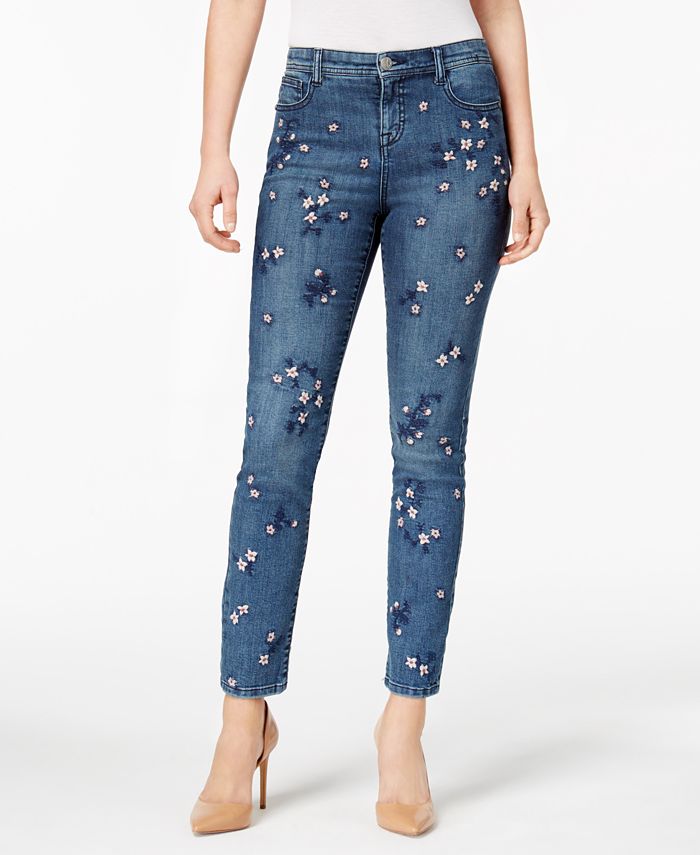 Style & Co Petite Embroidered Skinny Jeans, Created for Macy's ...
