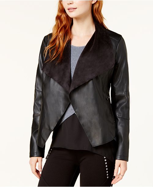 Bar III Flyaway Faux-Leather Jacket, Created for Macy's ... (500 x 613 Pixel)