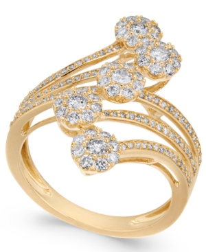 image of Diamond Multiple Cluster Waterfall Statement Ring (1 ct. t.w.) in 14k Gold