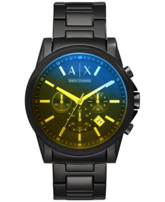 Armani Exchange - Men's Chronograph Black Stainless Steel Bracelet Watch 45mm
