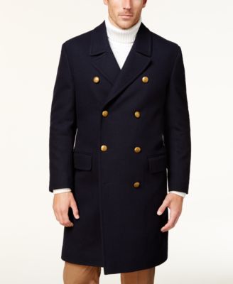 Tallia - Men's Navy Double-Breasted Topcoat