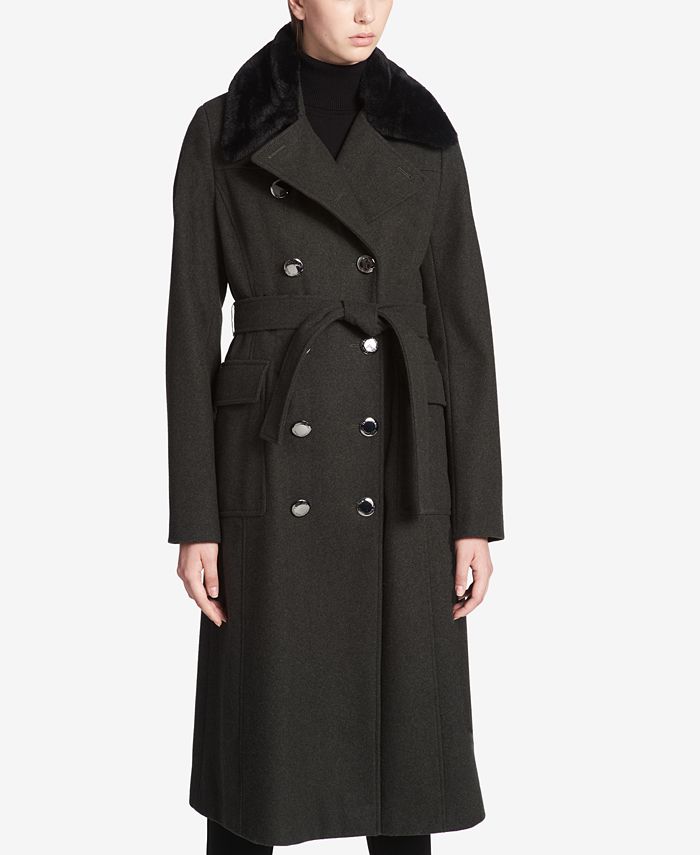 Calvin klein faux wool sale trench coat