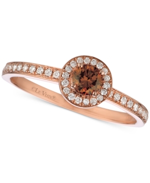 image of Le Vian Red Carpet Diamond Halo Ring (3/8 ct. t.w.) in 14k Rose Gold
