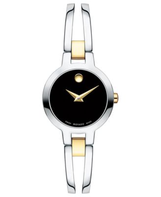 Movado - Women's Swiss Amorosa Two-Tone PVD Stainless Steel Bangle Bracelet Watch 24mm