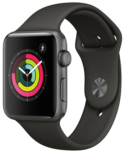 Apple Watch Series 3 GPS, 42mm Space Gray Aluminum Case with Gray Sport Band