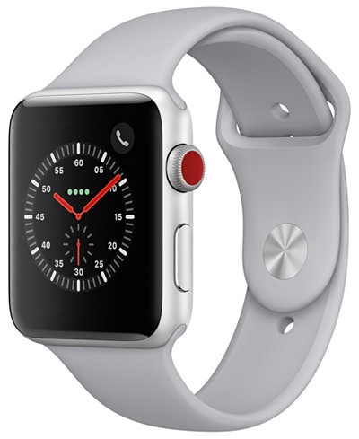 Apple Watch Series 3 GPS + Cellular, 42mm Silver Aluminum Case with Fog Sport Band
