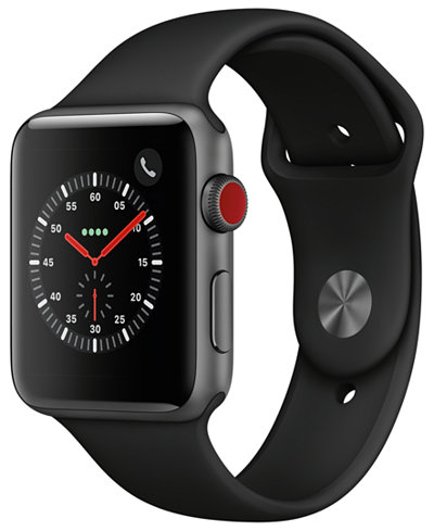 Apple Watch Series 3 GPS + Cellular, 42mm Space Gray Aluminum Case with Black Sport Band